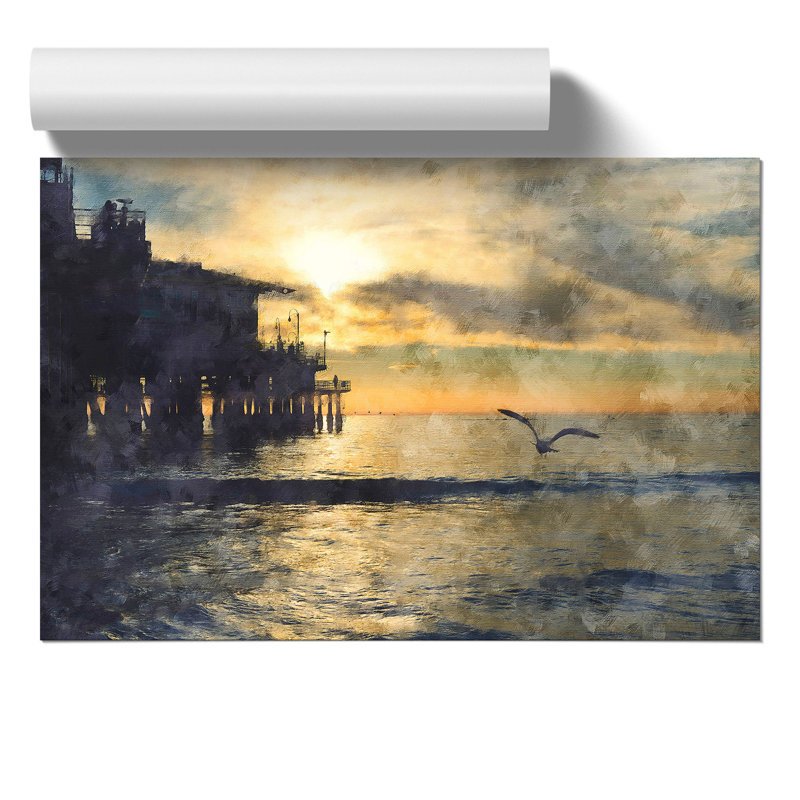 Seagull By The Pier - No Frame Print, 21cm H x 30cm W x 0.1cm D