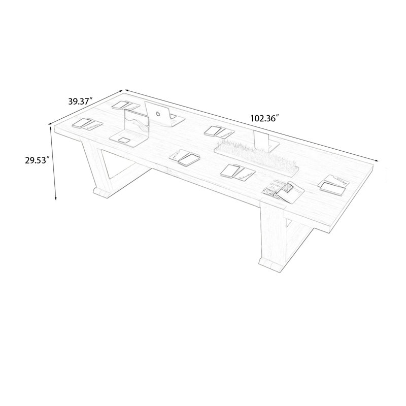 Table de conférence Burlywood, H 29,53 po x L 102,36 po x l 39,37 po