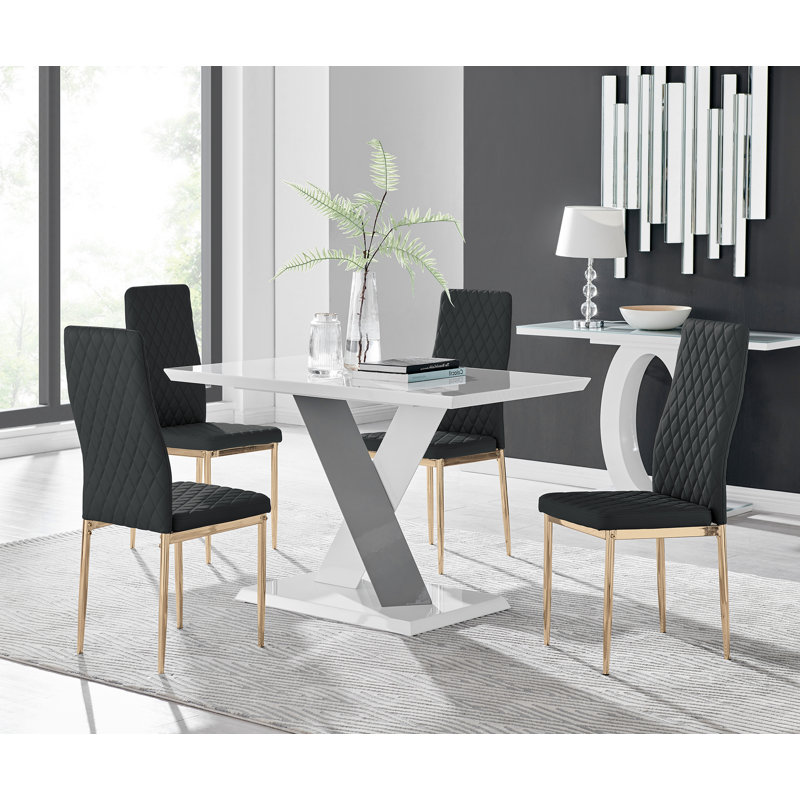 Eubanks 5 - Piece Dining Set, Black/Gold