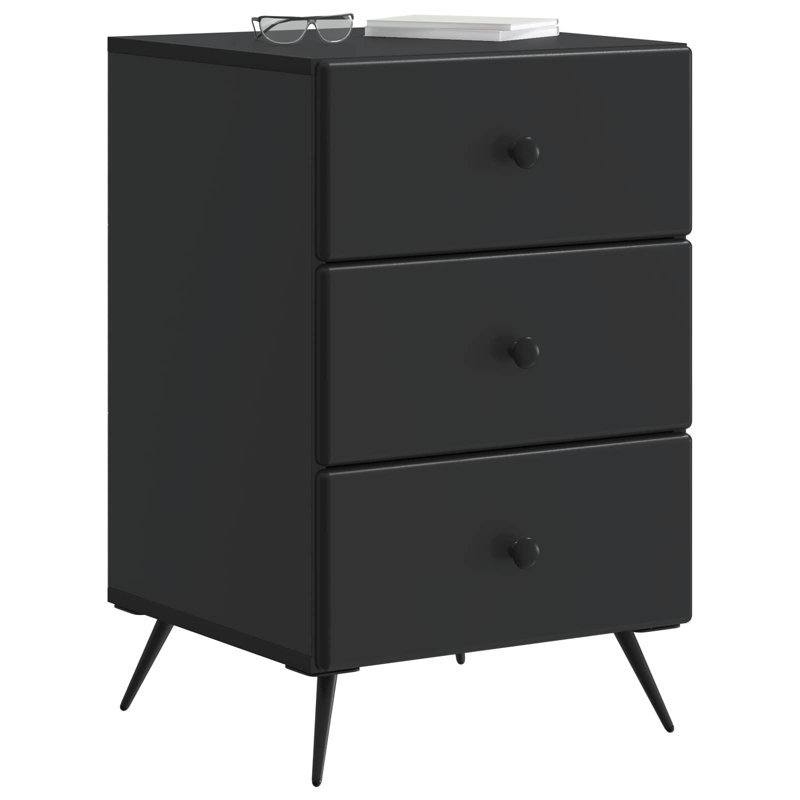 43cm W Manufactured Wood Bedside Table, Black
