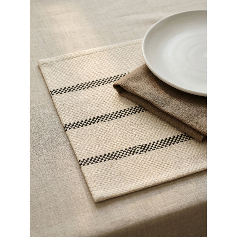 Black Regatta Stripe Indoor Outdoor Placemat, Black