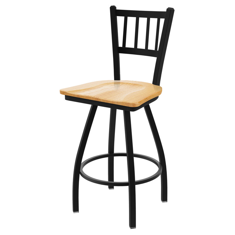 Nicolaie Swivel Counter Stool, Natural Oak, Pewter, Counter Stool (25” Seat Height)