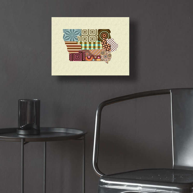 «Iowa State Map» par Lanre Adefioyue, H 12 po x l 16 po x P 0,13 po
