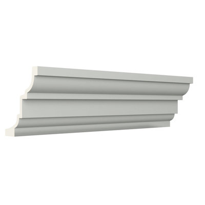 Endurathane Henry Crown Moulding, 9 7/8"H x 7 7/8"P x 12 5/8"F x 96"L, Factory Primed