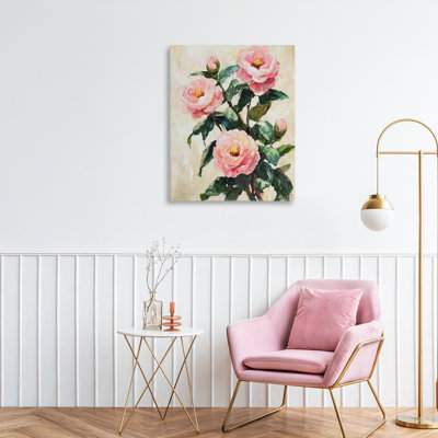 Painted Pink Poppies with Buds Canvas, design by Petal Prints Design