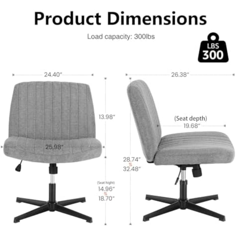 Chaises à pieds croisés sans accoudoirs Criss, Grey Fabric, No
