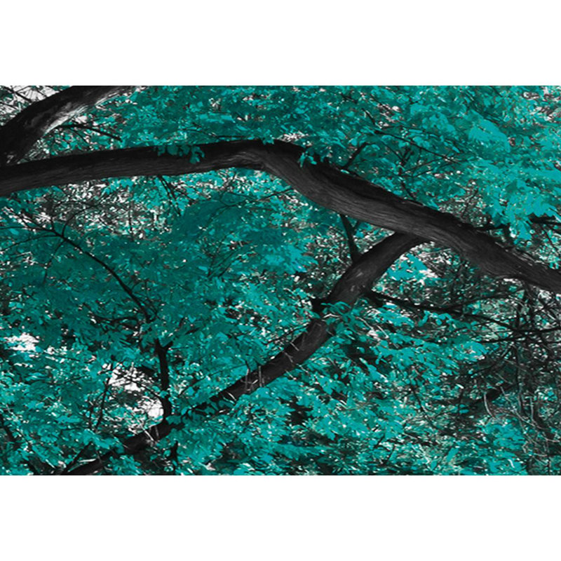Autumn In The Park - 5 Piece Wrapped Canvas Print, 100cm H x 200cm W, Turquoise/Grey