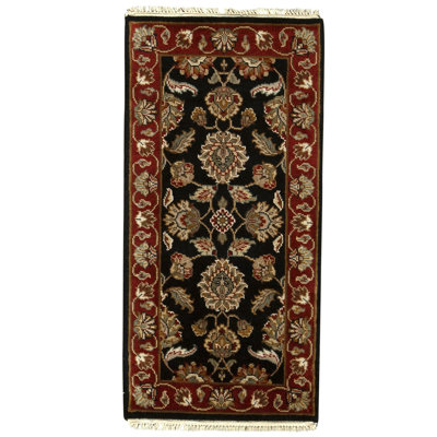 High-Quality Hand-Knotted Black And Red Area Rug