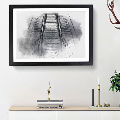 Escalator Heading up in Abstract - Picture Frame Graphic Art Print