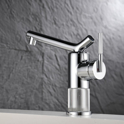 Single Hole Swivel Spout Bathroom Faucet with Supply Line