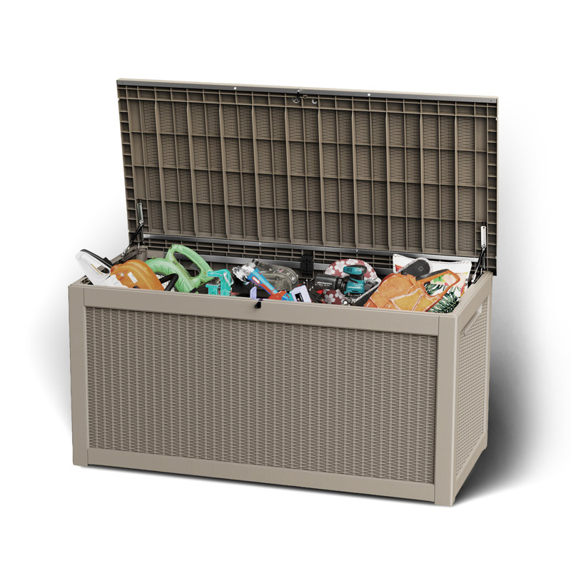 260 Gallons Resin All-Weather Easy-Assembly Outdoor Storage Box, Brown