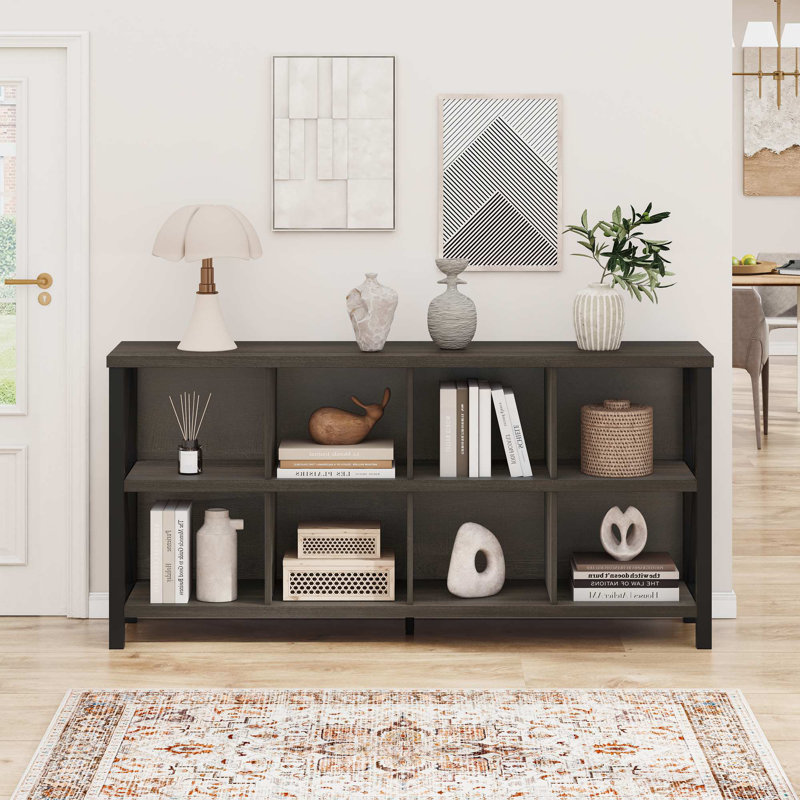 Guinna Wood Bookcase, Walnut Brown, 8 Cube