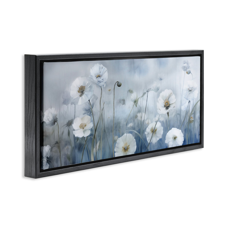 Poppies Meadow, Cadre flottant noir de jais, H 11 po x l 25 po