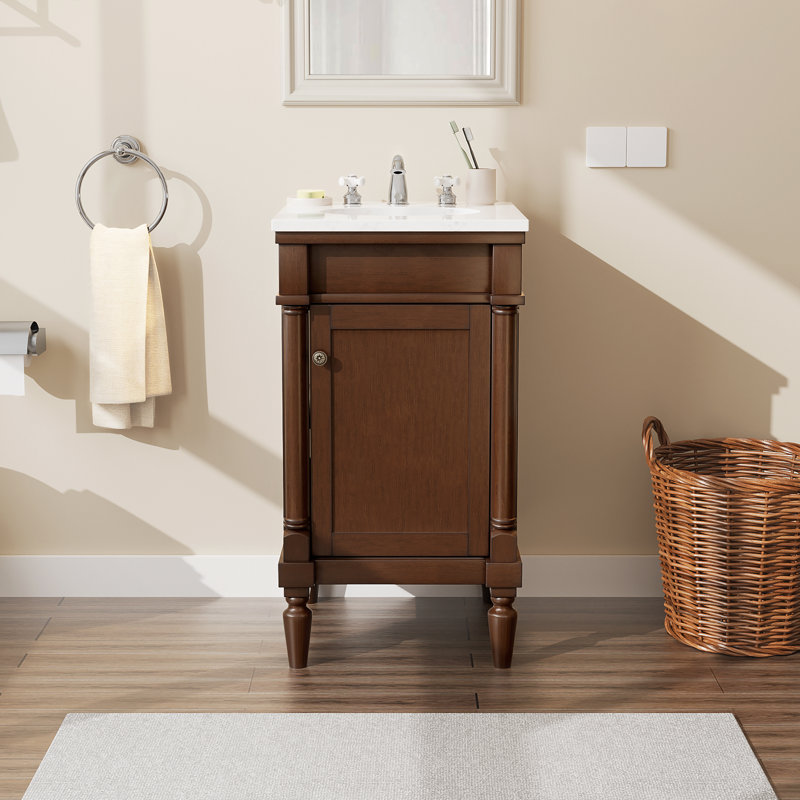 19'' Single Bathroom Vanity With Engineered Stone Top, Brown