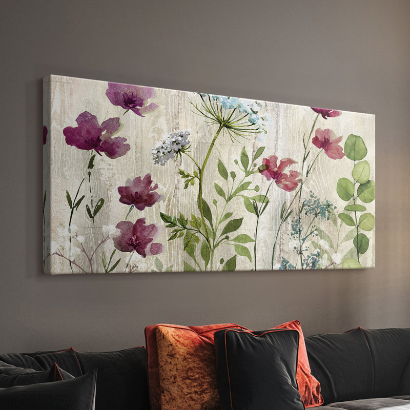 Meadow Flowers I - Toile tendue avec châssis - Prêt à accrocher, H 16 po x l 32 po
