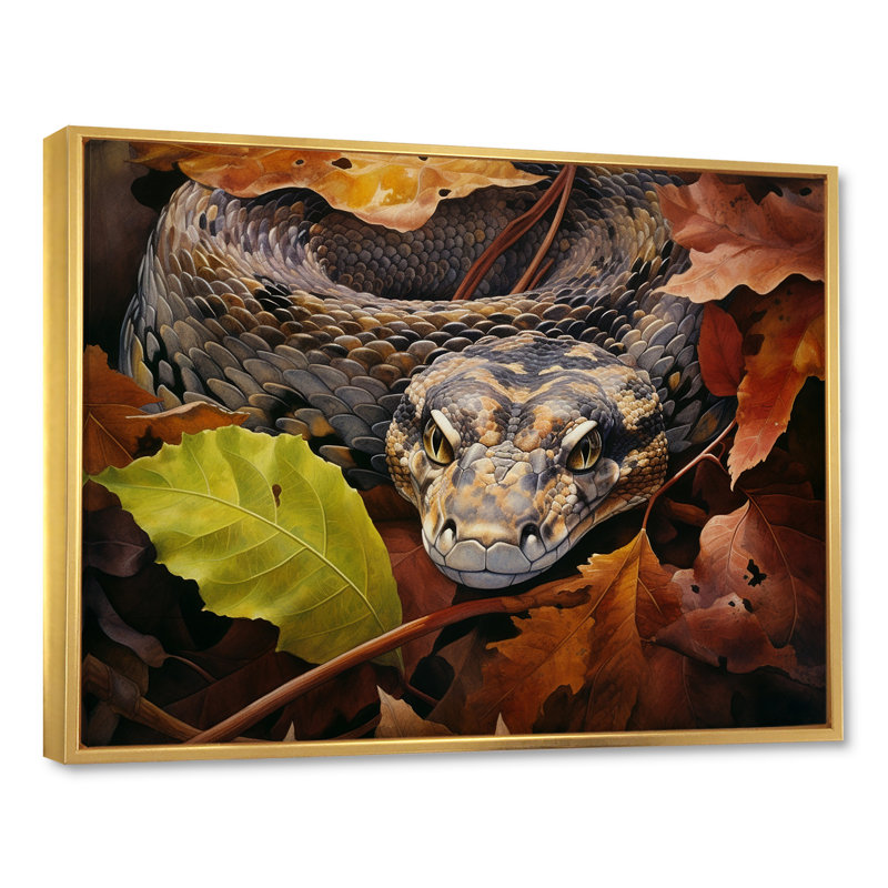 «Foliage Slytherin Autumn Snakes», reproduction sur toile, Cadre flottant doré, H 16 po x l 32 po x P 1 po