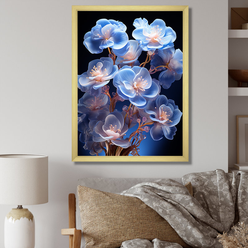Minuit Indigo Pansy Wonders I, H 40 po x l 30 po x P 1,5 po, Cadre doré simple