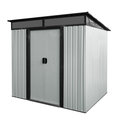 6 X 5Ft Outdoor Metal Storage Shed With Lockable Doors & - Surface - For Backyard, Garden Use 6Ft Galvanized Steel Sliding Feature Keep Clean In Garden, Lawn