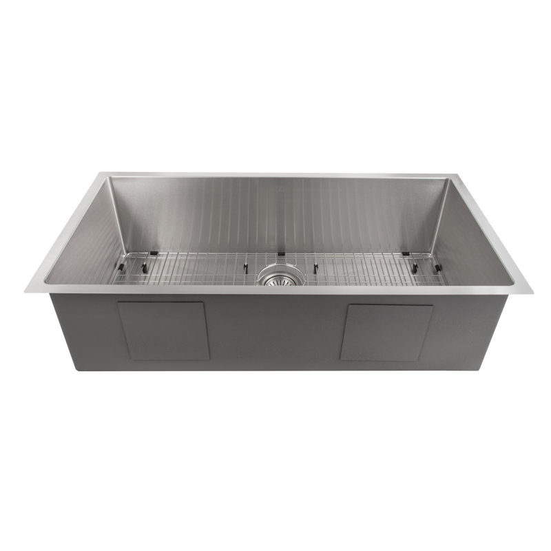 Meribel Stainless Steel 33" L x 18" W Undermount Kitchen Sink with Basket Strainer