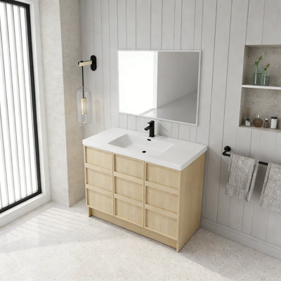 Meuble-lavabo autoportant avec lavabo en résine