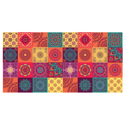 Caruthersville Colorful Mandala Tiles Rug Kitchen Mat - 120cm x 60cm