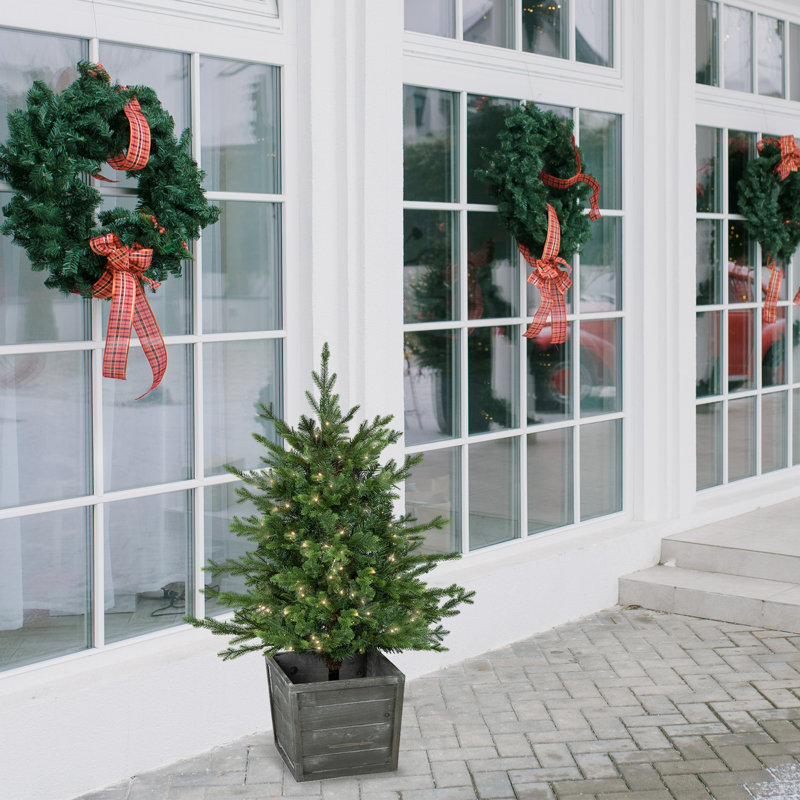 Arbre de Noël artificiel pin de luxe russe 4 pi avec lumières DEL blanc chaud