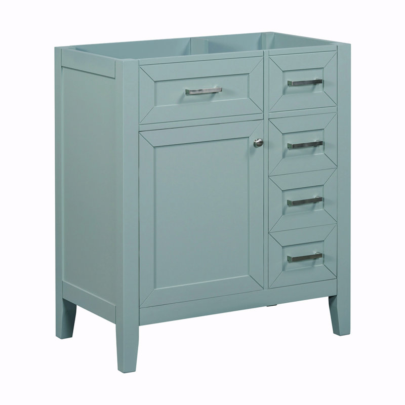 Amelyah 29.52'' Single Bathroom Vanity with Wood Top, Green