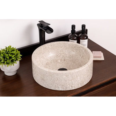 Lavabo de salle de bain vasque circulaire en pierre Valova