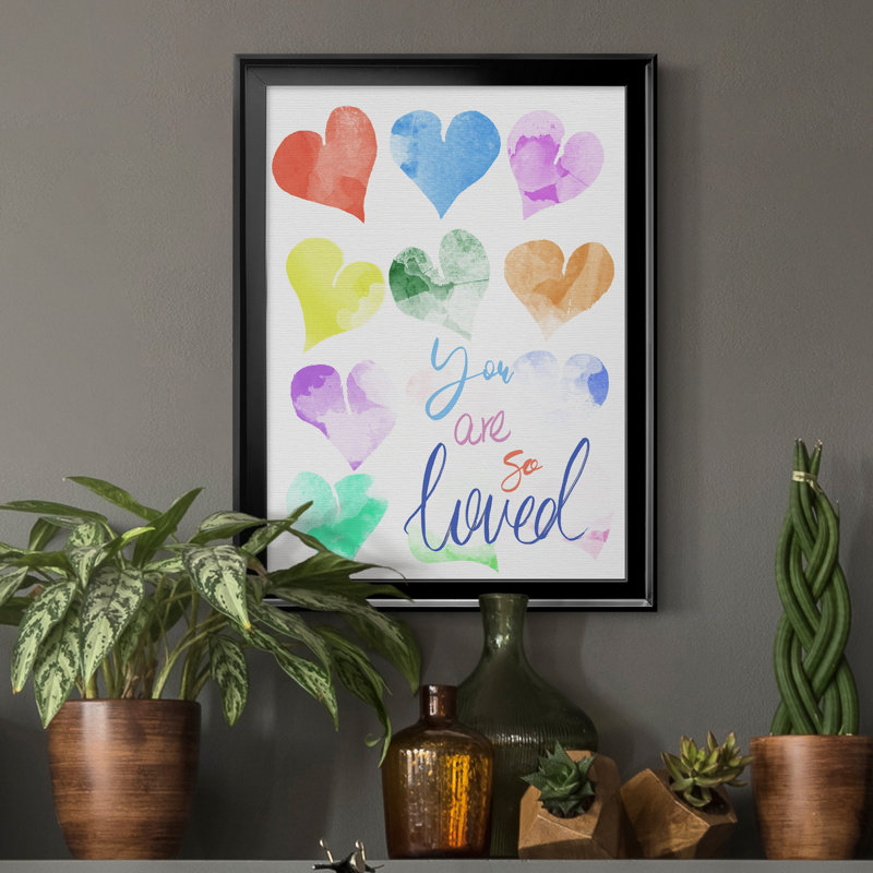 «You Are So Loved», art textuel sur toile, H 22,5 po x l 30,5 po x P 1,5 po, Cadre noir