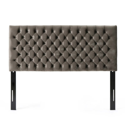 Tufted Upholstered Bed Headboard In Modern Button Design, Adjustable Solid Wood With Durable Metal Legs For Bedroom
