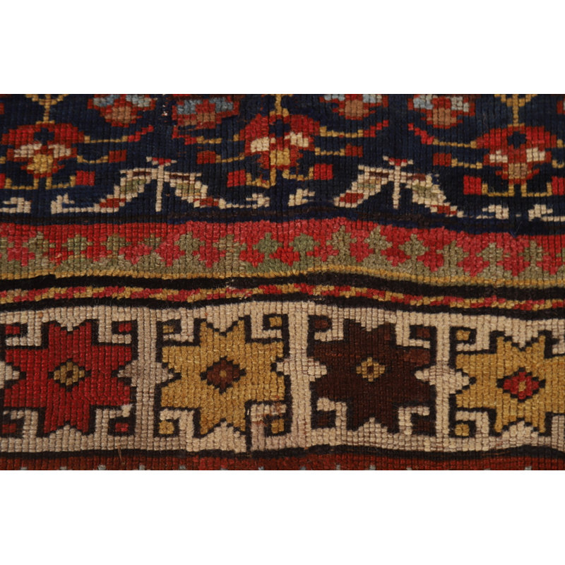 Tapis oriental pré-1900 à teinture végétale antique Kazak 4 x 9