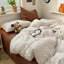 Ensemble de housse de couette chic à rayures beige et blanc Housse de couette respirante à rayures avec taies d'oreiller-128707354
