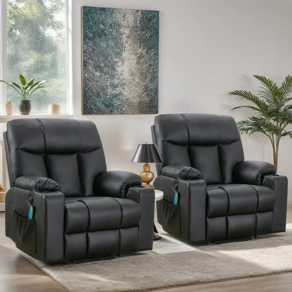 Wildon Home Drumnasole Contemporary Deluxe Home Theater Faux Air Leather Recliner Chair with USB and Cupholders Reviews Wayfair