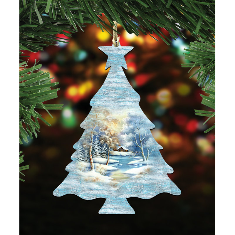Ornement en forme d’arbre d’hiver paysages