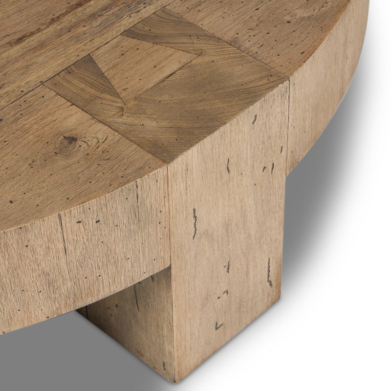 Abaso Round Coffee Table-Rustic Wormwood Oak, Rustic Wormwood Oak, 15" H x 55" W x 55" D