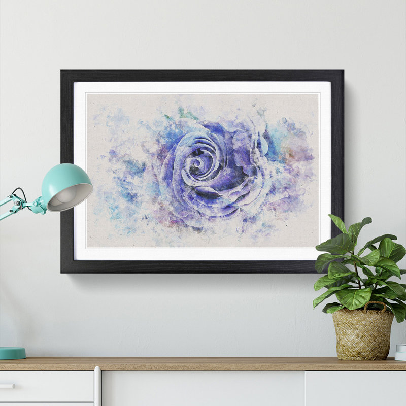 Lilac Rose in - Picture Frame Painting Print, 36cm H x 48cm W x 2cm D, Black Framed