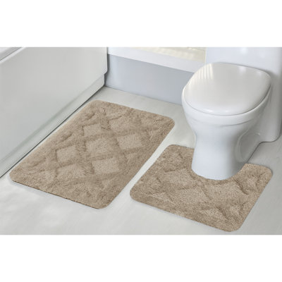 3D Diamond Tuft Effect Supersoft High Density Anti Slip Knox Bath Mat Set