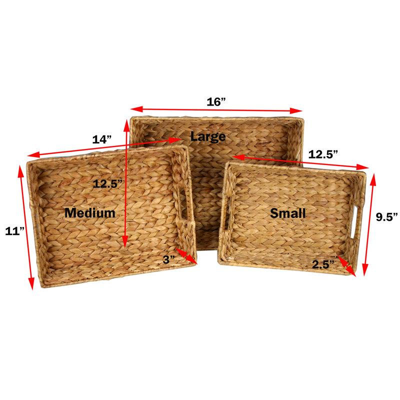 Winne Wicker Tray - Set of 3