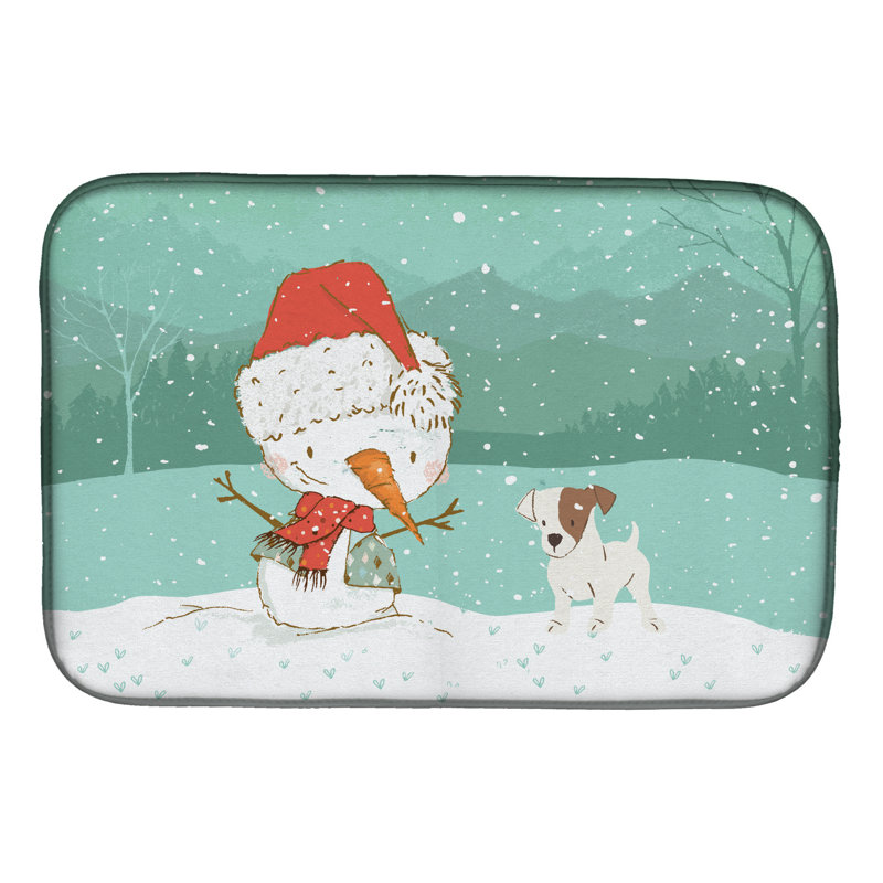 Snowman Christmas, White Jack Russell Terrier