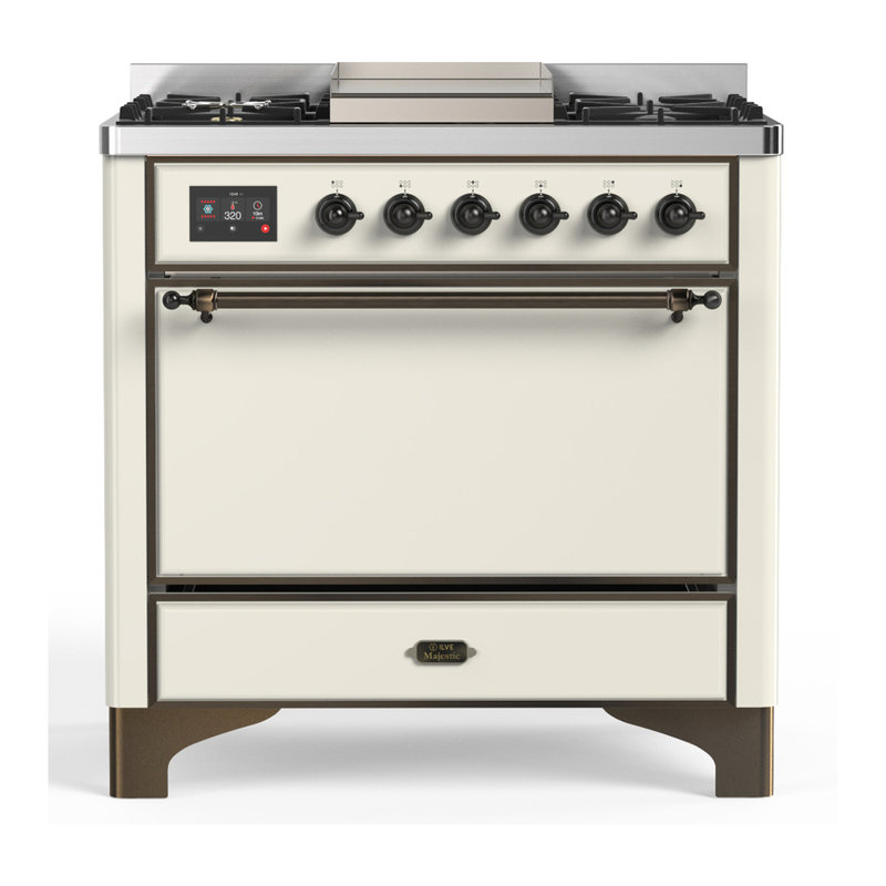 Majestic III Series 36 Inch Dual Fuel Range with 6 Sealed Burners, Griddle, in Emerald Green (Natural Gas, Copper Trim)