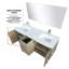 60 po X P 20 po D Ensemble de meuble-lavabo double rustique avec plateau en quartz blanc, ensemble de robinet en nickel brossé et Miroir-119987251-119987250