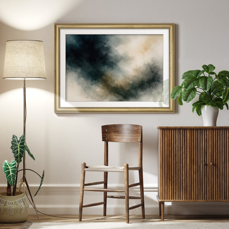 Art mural encadré sombre 26 "x 36", Reproduction encadrée avec passe-partout, H 26 po x l 36 po