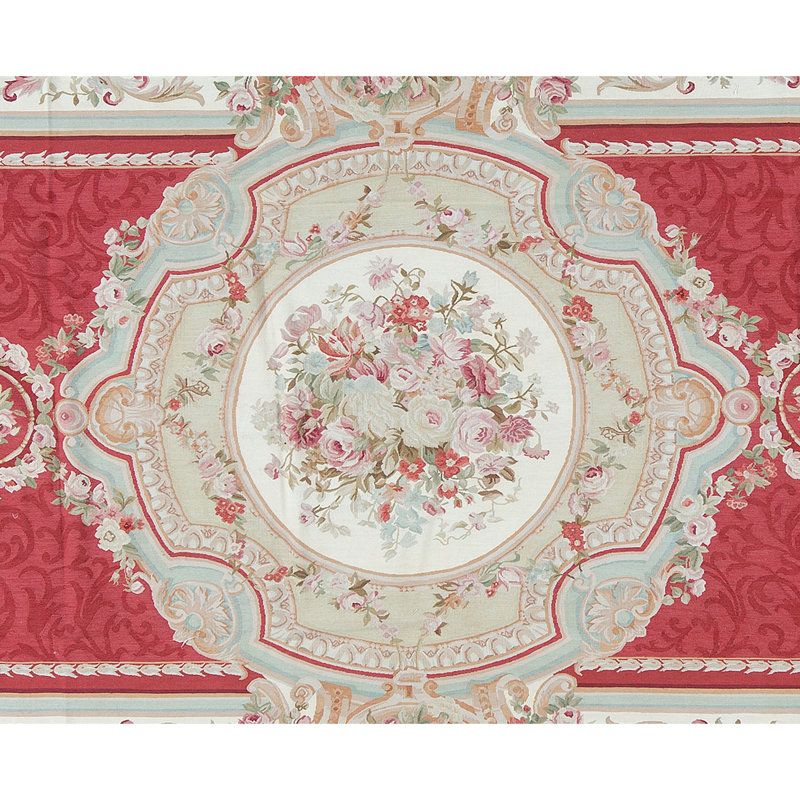 Hand-Knotted High-Quality Red and Beige Area Rug