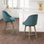 Tabouret de bar pivotant à dossier haut, pieds en bois massif, hauteur du siège 65,4 cm, bleu, repose-pieds en métal pivotant à 360°, revêtement en tissu, repose-pieds annulaire, assemblage requis