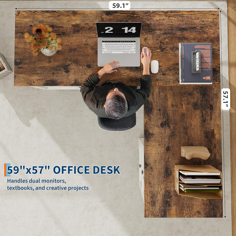L-Shaped Computer Desk, Brown