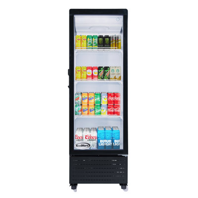 21 in. One Glass Door Commercial Display Merchandiser Refrigerator Cooler in Black, 8 cu. ft.