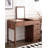 Modern minimalist black walnut dressing table with concealed flip-top vanity.