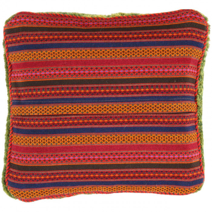 Coussin gabbeh vert noué à la main 15 po x 16 po