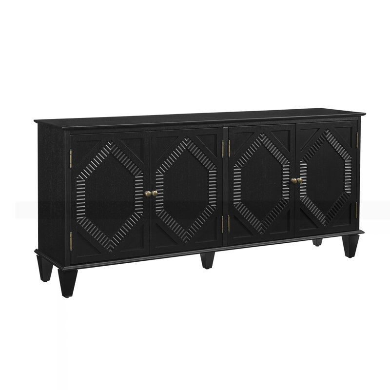 65.2" Mid Century Modern Sideboard Buffet Cabinet with Storage, Black