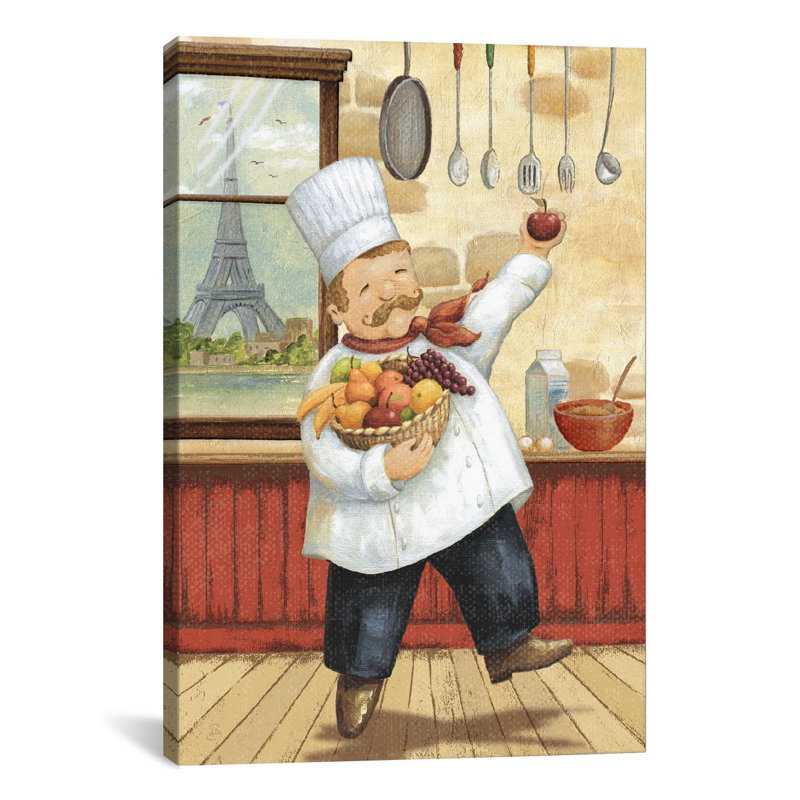 « happy chef i » par daphné brissonnet,, reproduction d’art sur toile, H 12 po x l 8 po x P 0,75 po, Pas de tapis